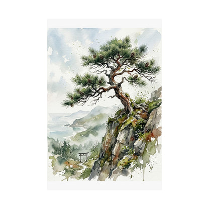 Pine Tree Wall Art Print | Spring Japandi Watercolor Art