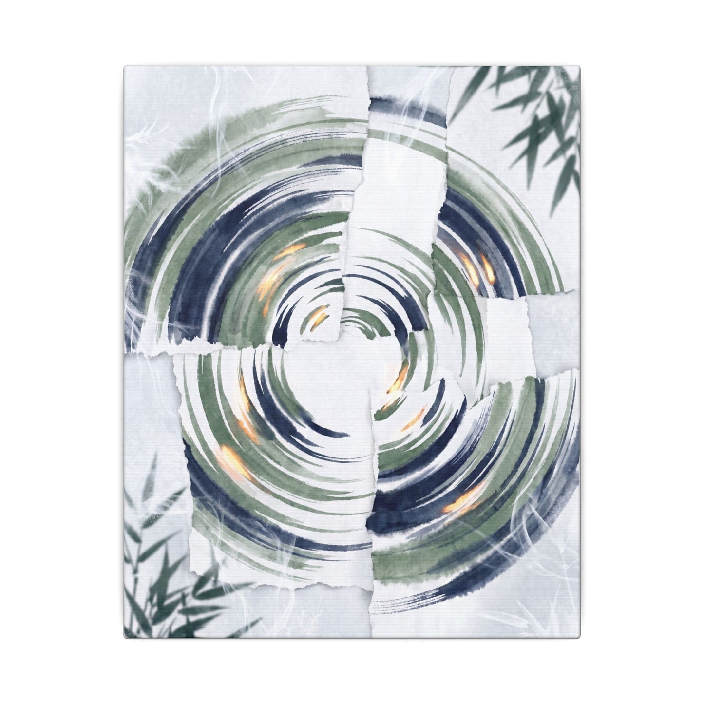 Winter Water Ripple Sumi E Canvas Art | Peaceful Decor
