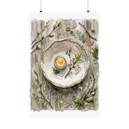 Spring Ceramic Bowl Watercolor Wall Art Print | Elegant Decor
