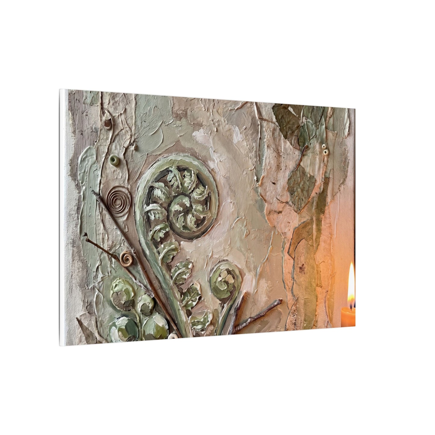 Datsuzoku Fern Unfurling Canvas Art - Japandi Texture