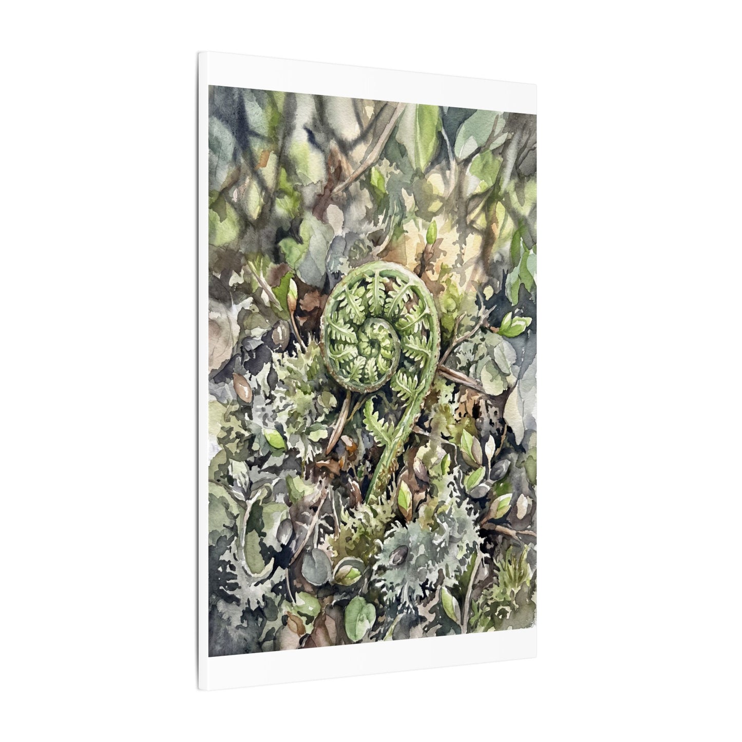 Fern Unfurling Spring Canvas Art | Japandi Neutral Design