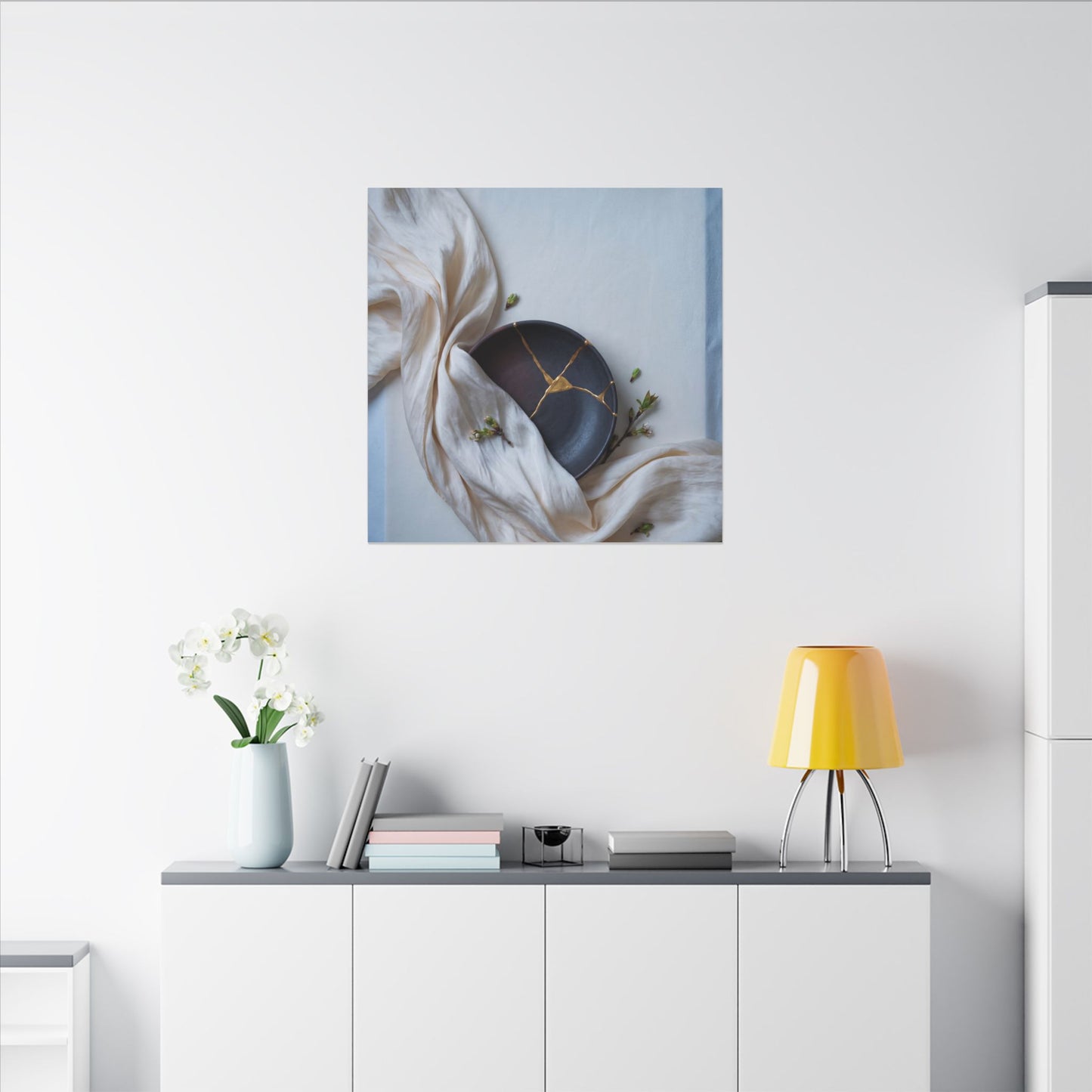 Ma Silk Drape Canvas Art - Kintsugi Gold Repair