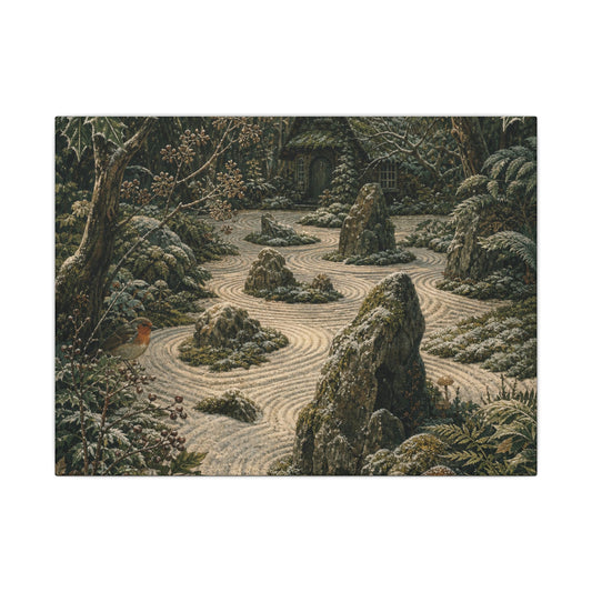 Rock Garden Winter Canvas Art | Cottagecore Earthy Design