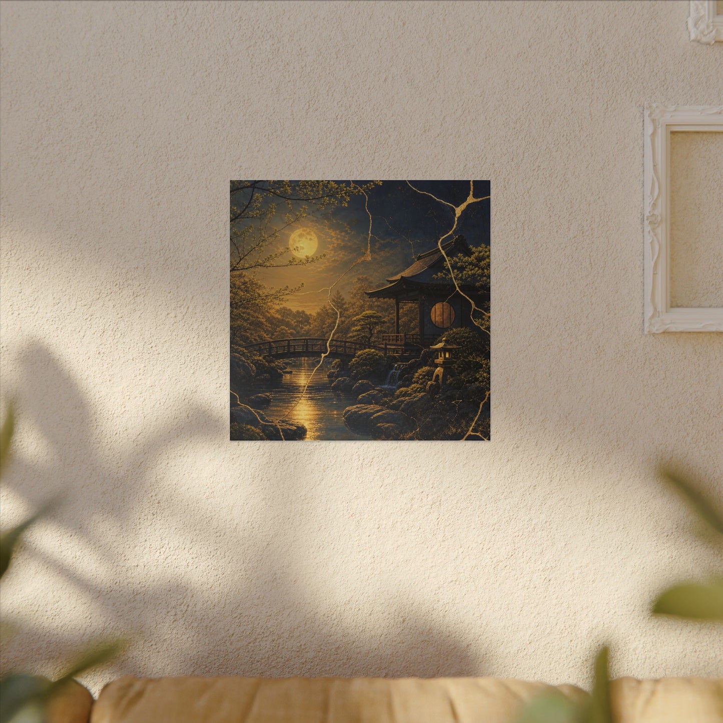 Spring Moonlit Garden Gold Vein Canvas Art | Resilient Decor