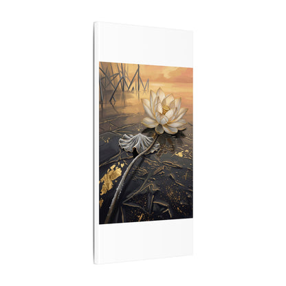 Kintsugi Lotus Flower in Golden Hour | Gold Vein Canvas Art