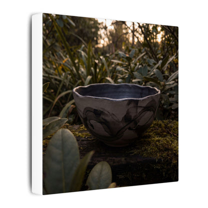 Ceramic Bowl Canvas Art | Summer Dark Japandi Charcoal Ink Art