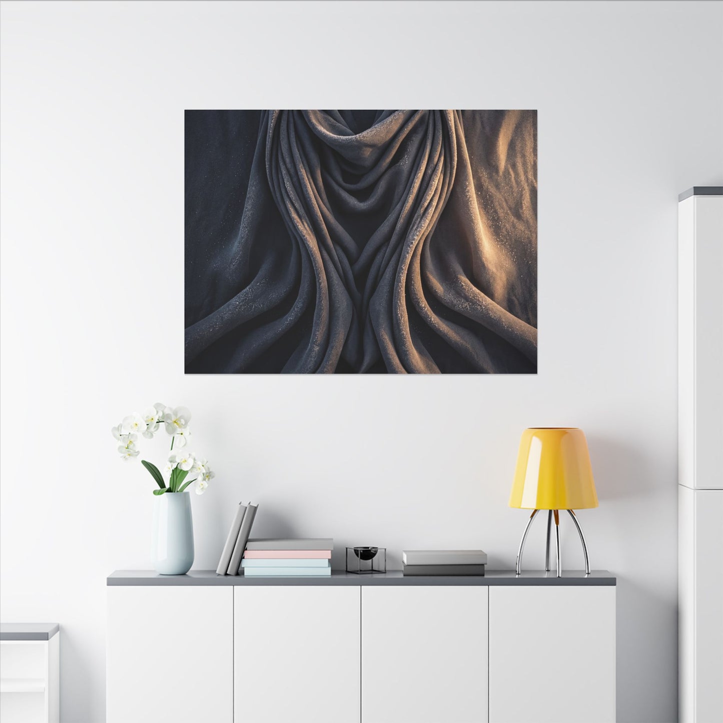 Moody Silk Drape Canvas Art - Shadow Zen Dark Japandi