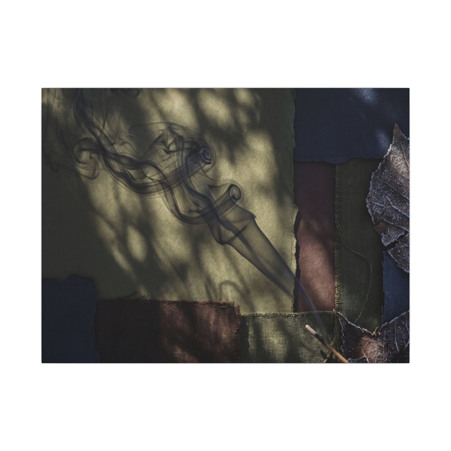 Ma Incense Smoke Canvas Art - Dark Japandi Dark Texture