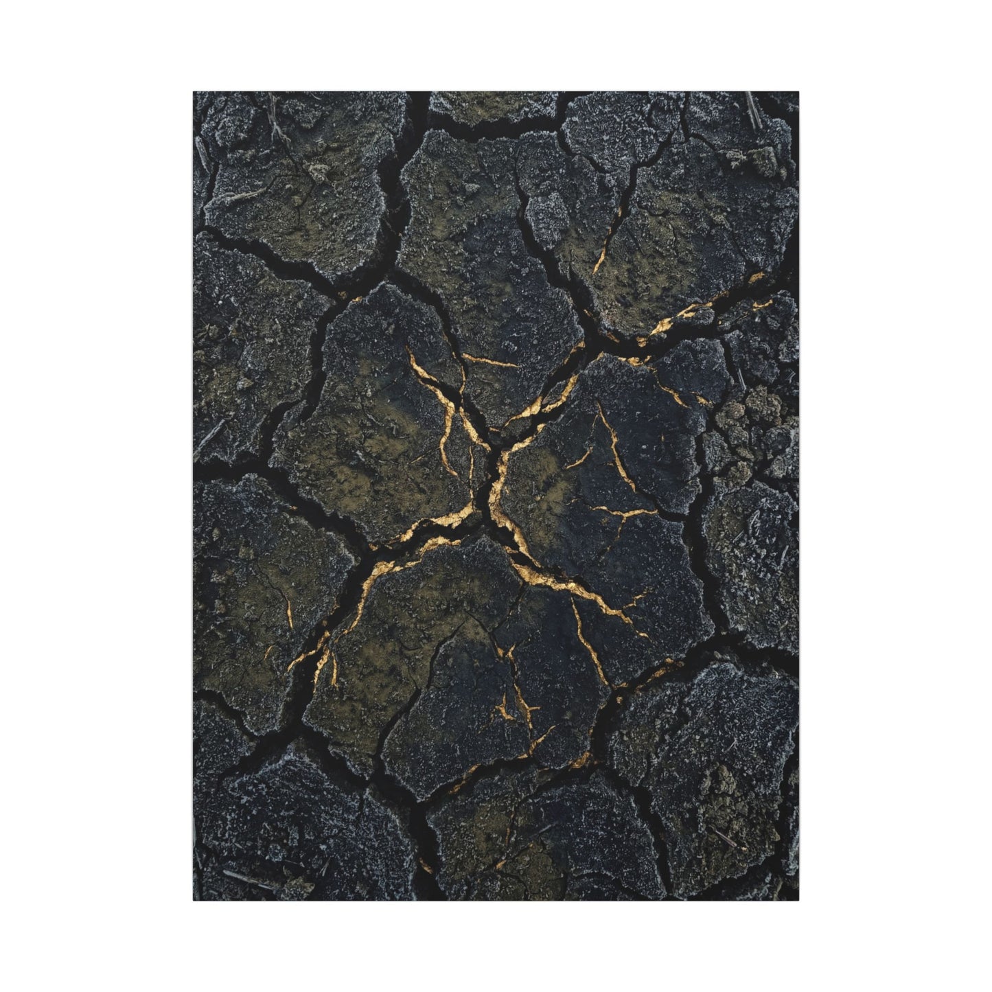 Overcast Cracked Earth Canvas Art - Dark Japandi Ma