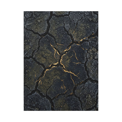 Overcast Cracked Earth Canvas Art - Dark Japandi Ma