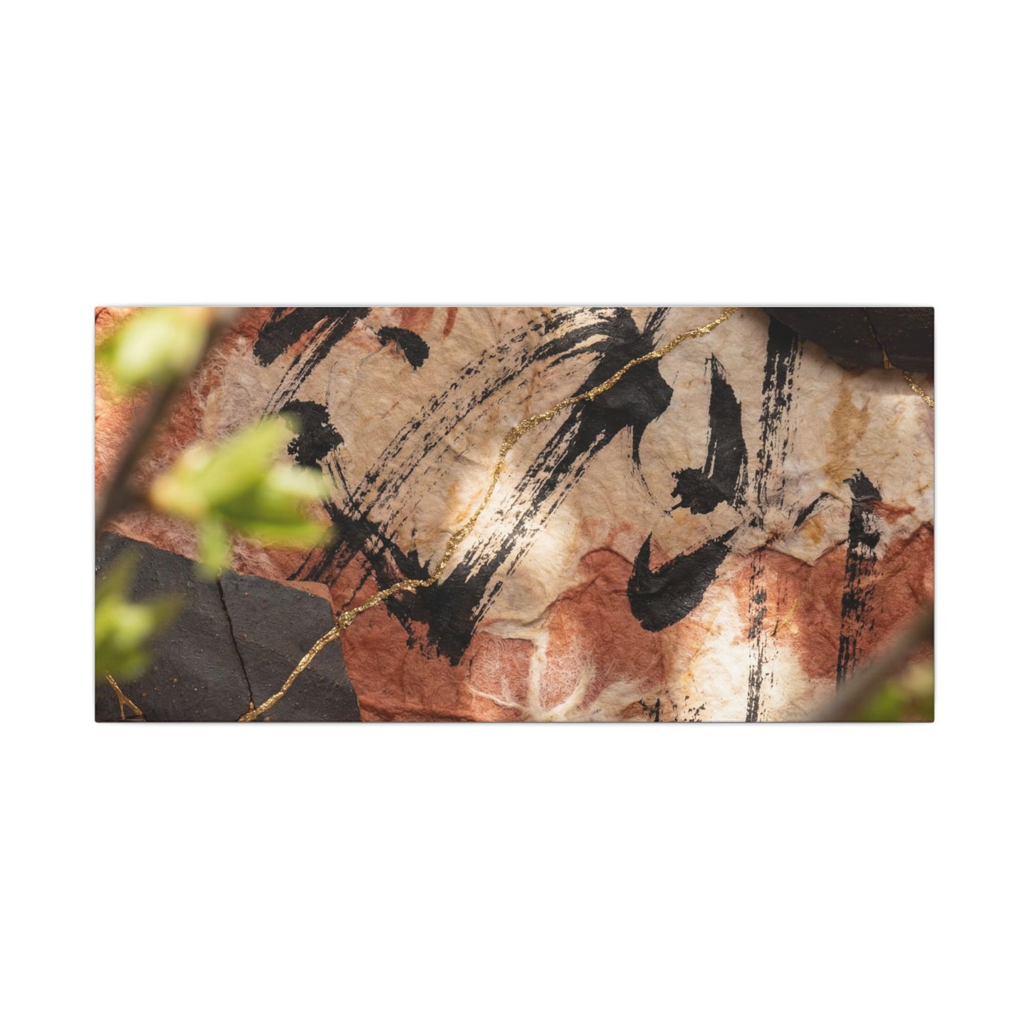 Datsuzoku Ink Brushstroke Canvas Art - Kintsugi Gold Repair