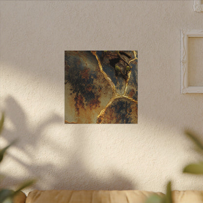 Datsuzoku Rust Patina Canvas Art - Kintsugi Crackle Gold