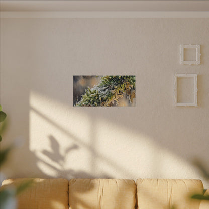Winter Moss Close Up Watercolor Canvas Art | Neutral Decor