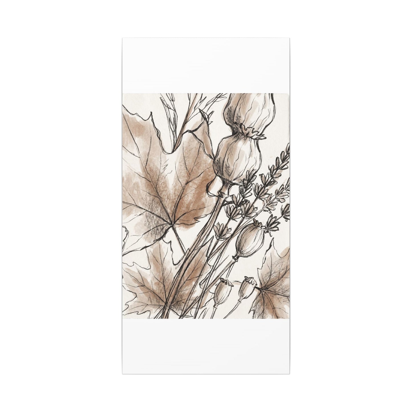 Neutral Dried Flowers Canvas Art - Minimal Line Japandi