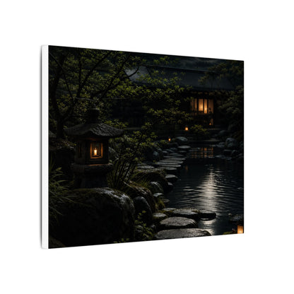 Moonlit Garden Shadow Zen Canvas Art | Sophisticated Dark Japandi Art