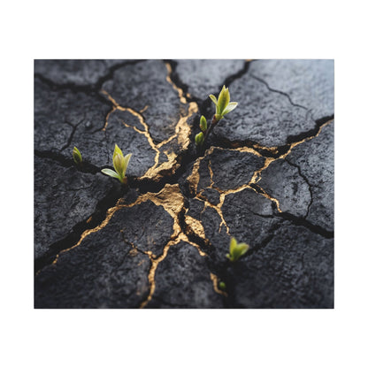 Ma Cracked Earth Canvas Art - Dark Japandi Charcoal Ink