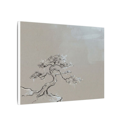Pine Tree Minimal Line Canvas Art | Warm Japandi Art
