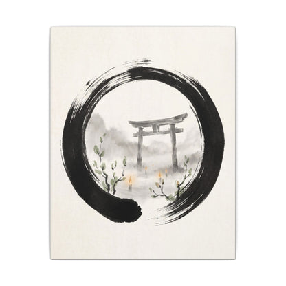 Spring Torii Gate Enso Canvas Art | Tranquil Decor