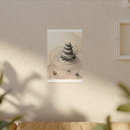 River Stones Karesansui Canvas Art | Tranquil Zen Art