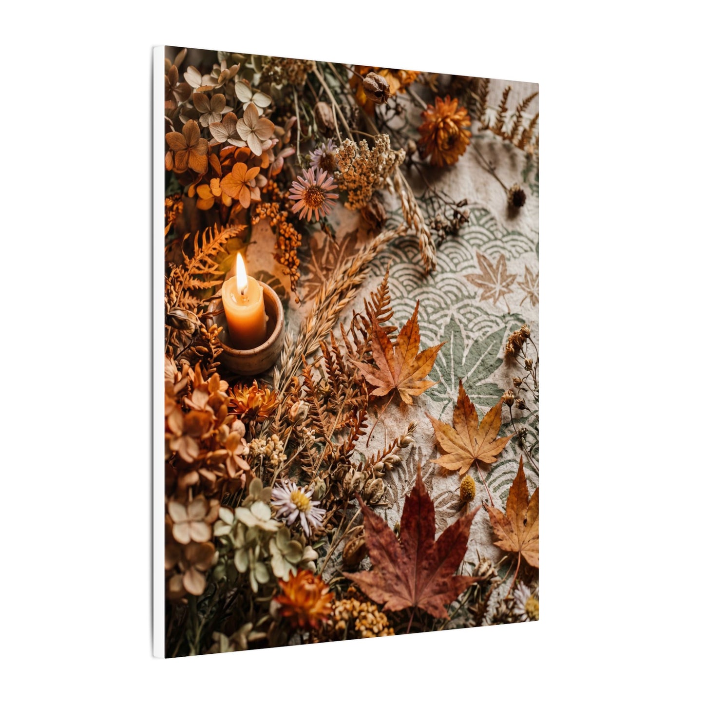 Candlelight Dried Flowers Canvas Art - Japandi Seijaku