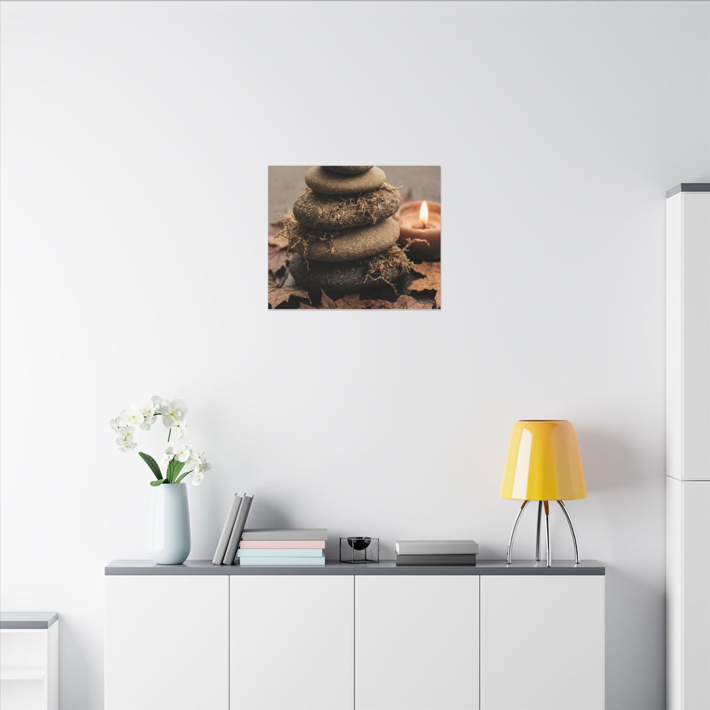 River Stones Canvas Art | Autumn Japandi Texture Art