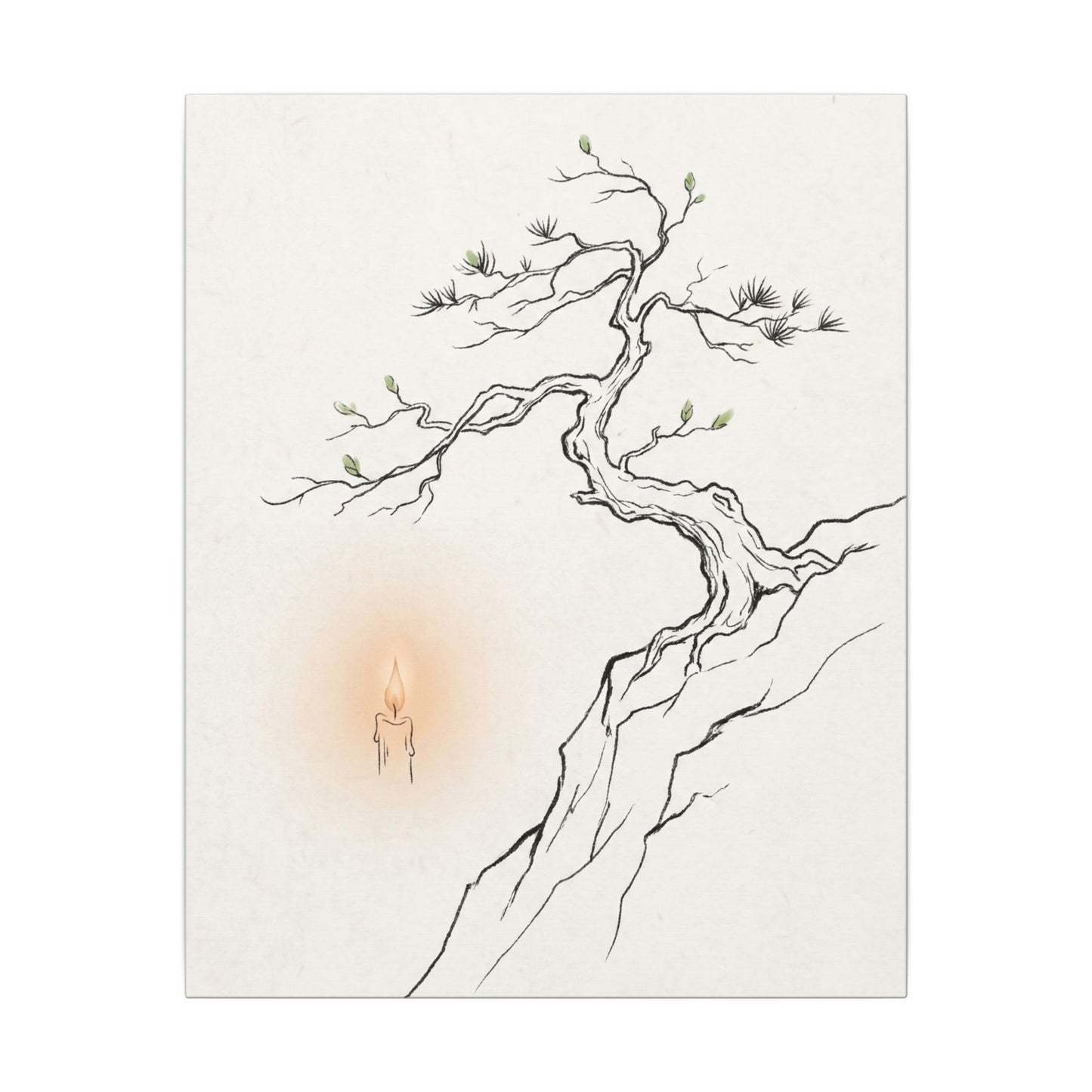 Candlelight Pine Tree Canvas Art - Japandi Shibui