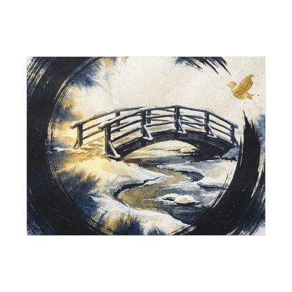 Autumn Ink Brushstroke Karesansui Canvas Art | Peaceful Decor