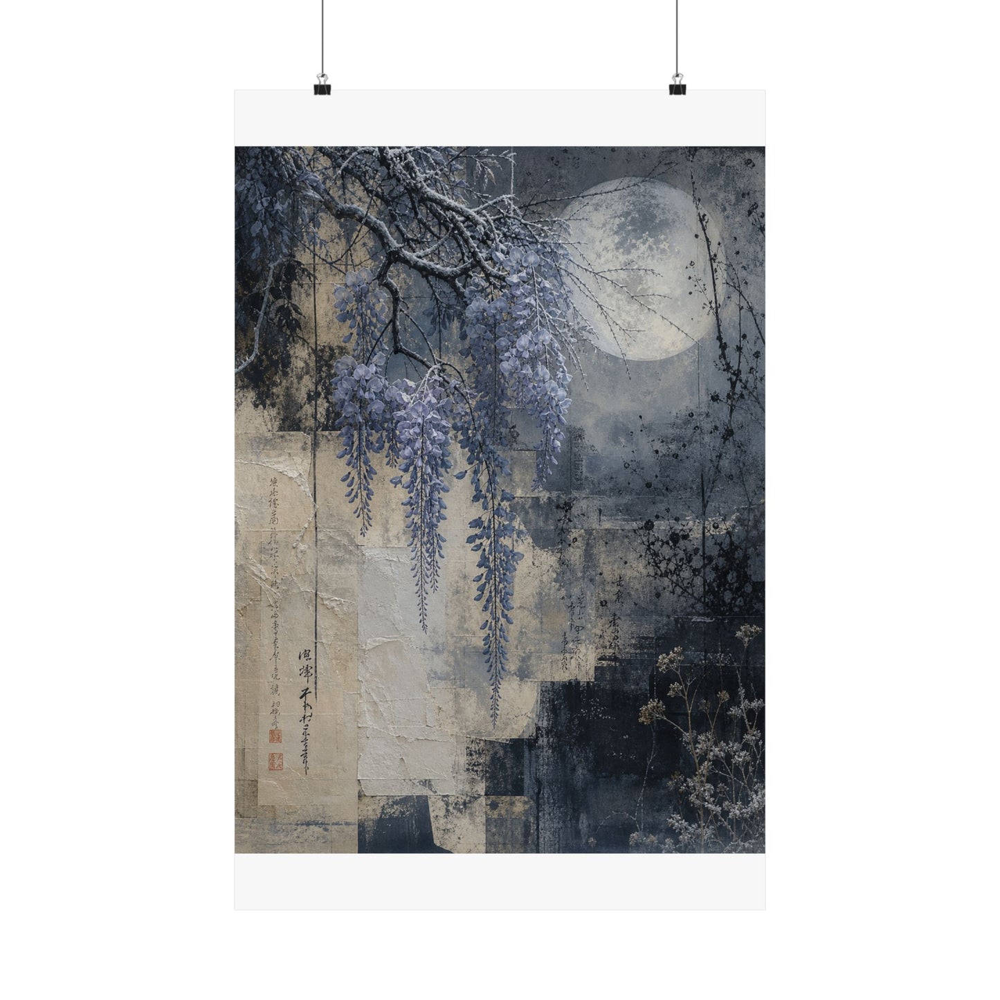 Moonlight Wisteria Wall Art Print - Japandi Seijaku