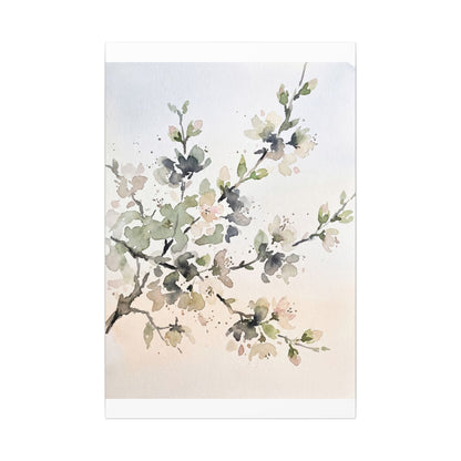 Cherry Blossom Watercolor Canvas Art | Elegant Japandi Art