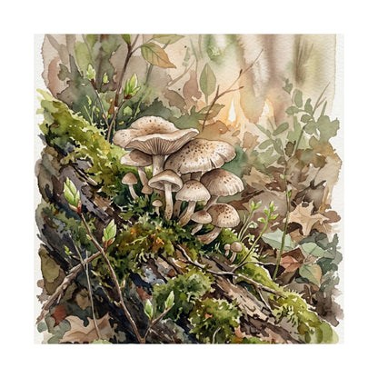 Wild Mushrooms Watercolor Wall Art Print | Neutral Japandi Art