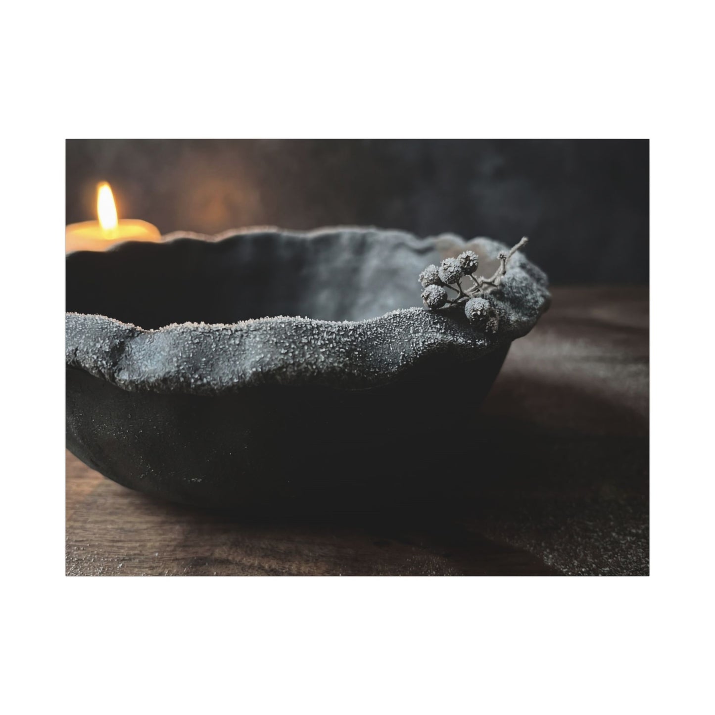 Ceramic Bowl Canvas Art | Winter Dark Japandi Shadow Zen Art
