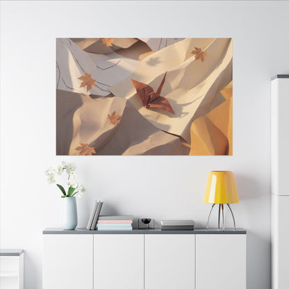 Autumn Paper Fold Minimal Line Canvas Art | Cozy Decor