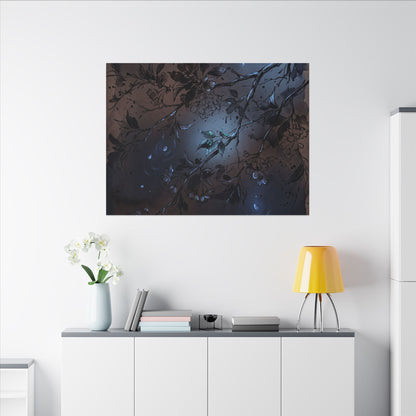 Bold Cherry Blossom Canvas Art - Charcoal Ink Dark Japandi