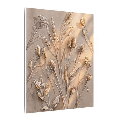 Japandi Dried Flowers in Golden Hour | Watercolor Canvas Art