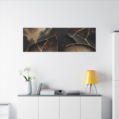 Broken Pottery Gold Vein Canvas Art | Philosophical Kintsugi Art