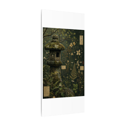 Spring Stone Lantern Herbarium Canvas Art | Nostalgic Decor