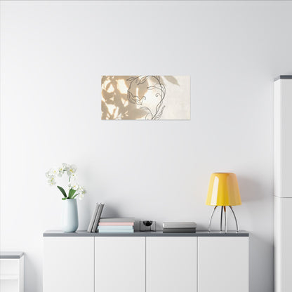 Warm Shoji Screen Canvas Art - Minimal Line Japandi