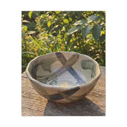 Earthy Ceramic Bowl Canvas Art - Japanese Pattern Japandi