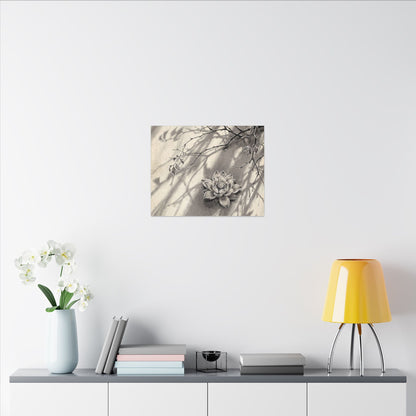 Winter Lotus Flower Sumi E Canvas Art | Contemplative Decor