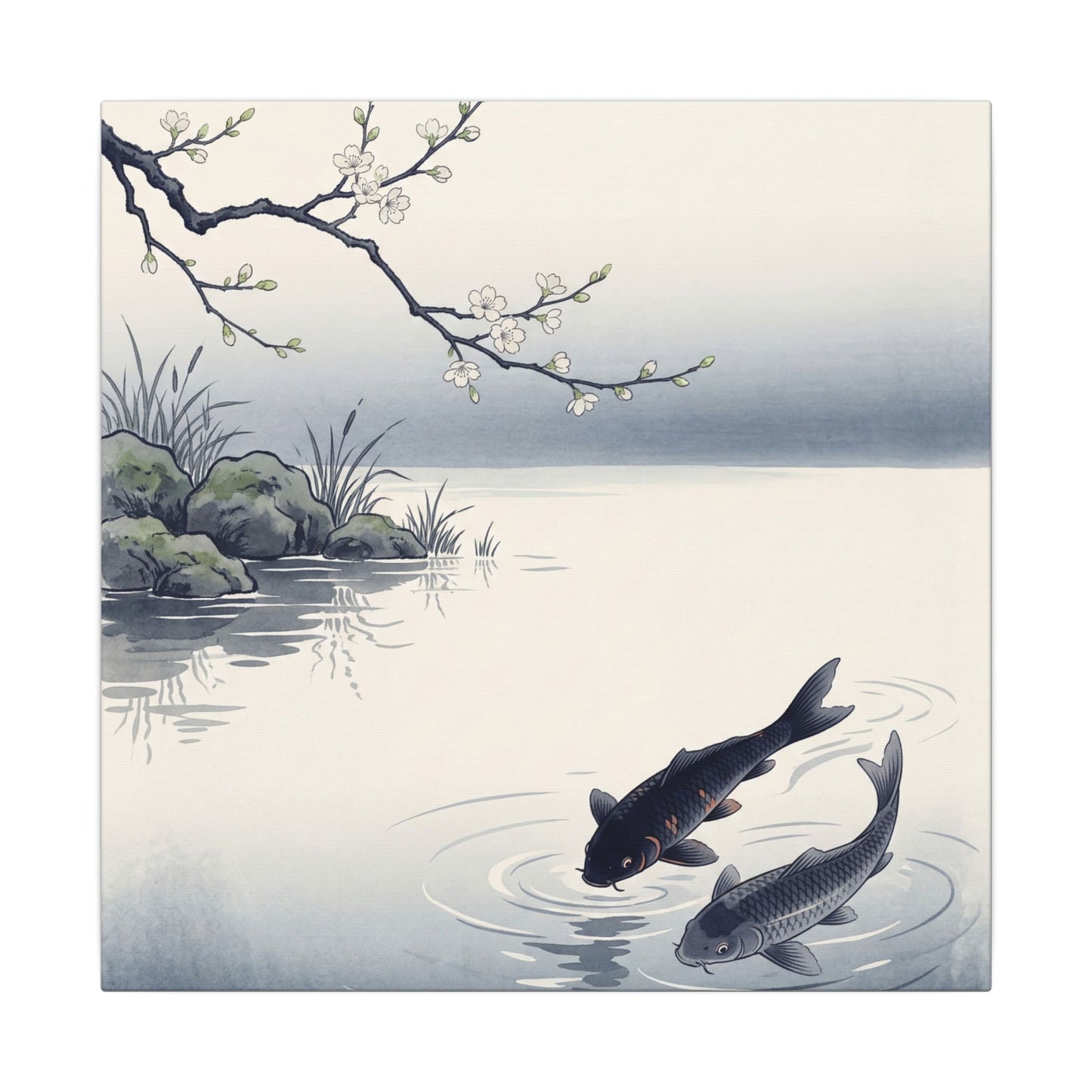 Ma Koi Pond Canvas Art - Zen Ukiyo E Inspired