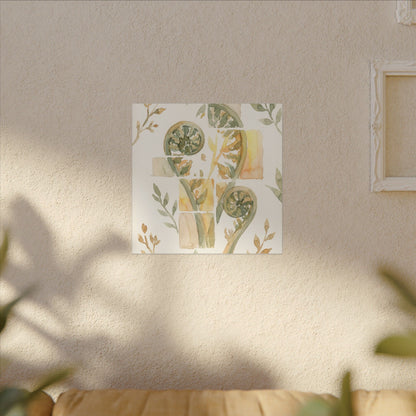 Earthy Fern Unfurling Canvas Art - Watercolor Japandi