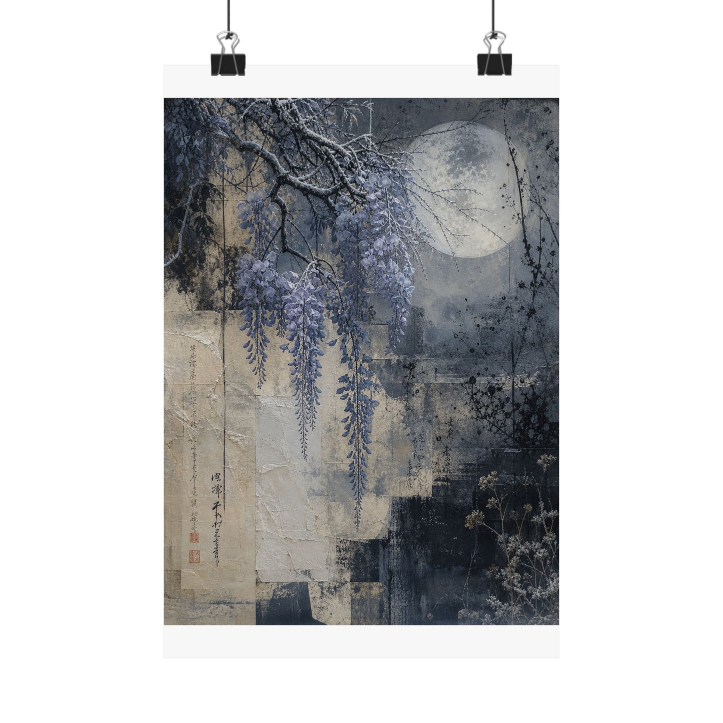Moonlight Wisteria Wall Art Print - Japandi Seijaku