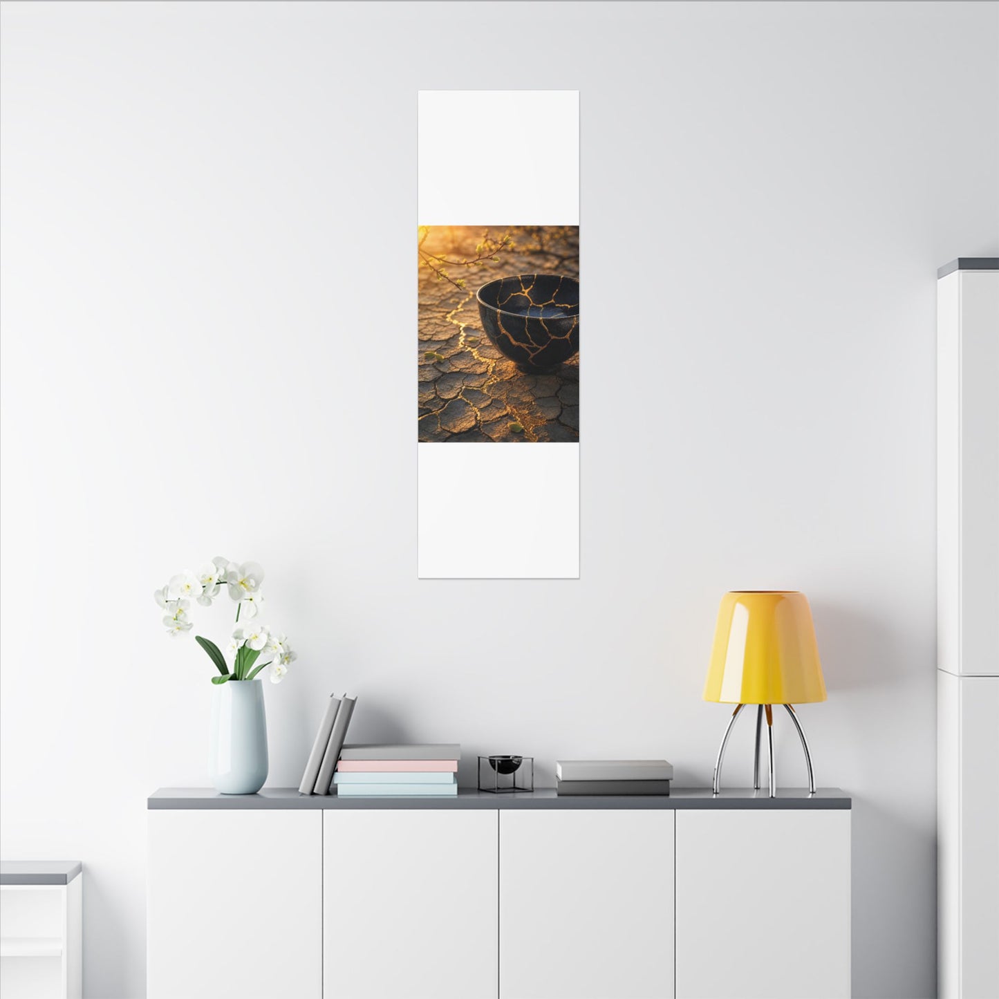 Golden Hour Cracked Earth Canvas Art - Kintsugi Fukinsei