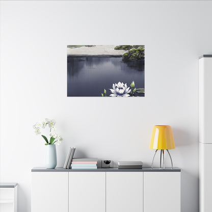 Lotus Flower Karesansui Canvas Art | Tranquil Zen Art