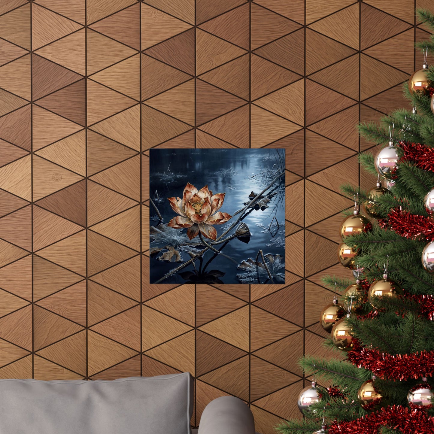 Kintsugi Lotus Flower in Moonlight | Broken Beauty Wall Art Print