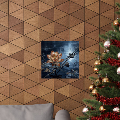 Kintsugi Lotus Flower in Moonlight | Broken Beauty Wall Art Print