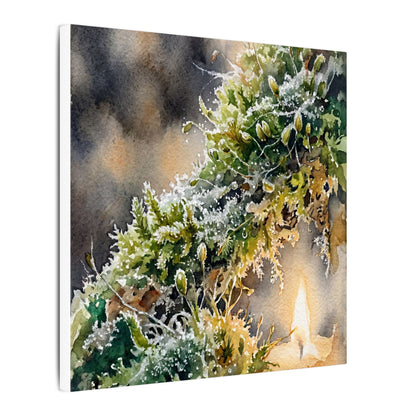 Winter Moss Close Up Watercolor Canvas Art | Neutral Decor