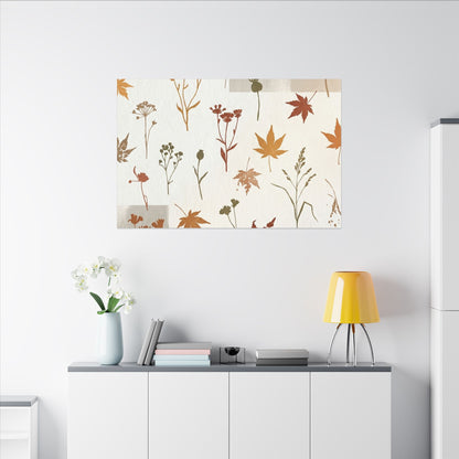 Autumn Dried Flowers Japanese Pattern Canvas Art | Elegant Decor