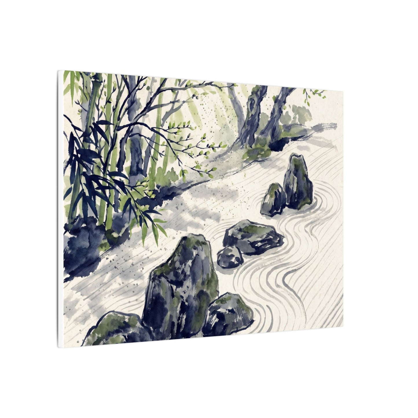 Dappled Rock Garden Canvas Art - Zen Mono No Aware