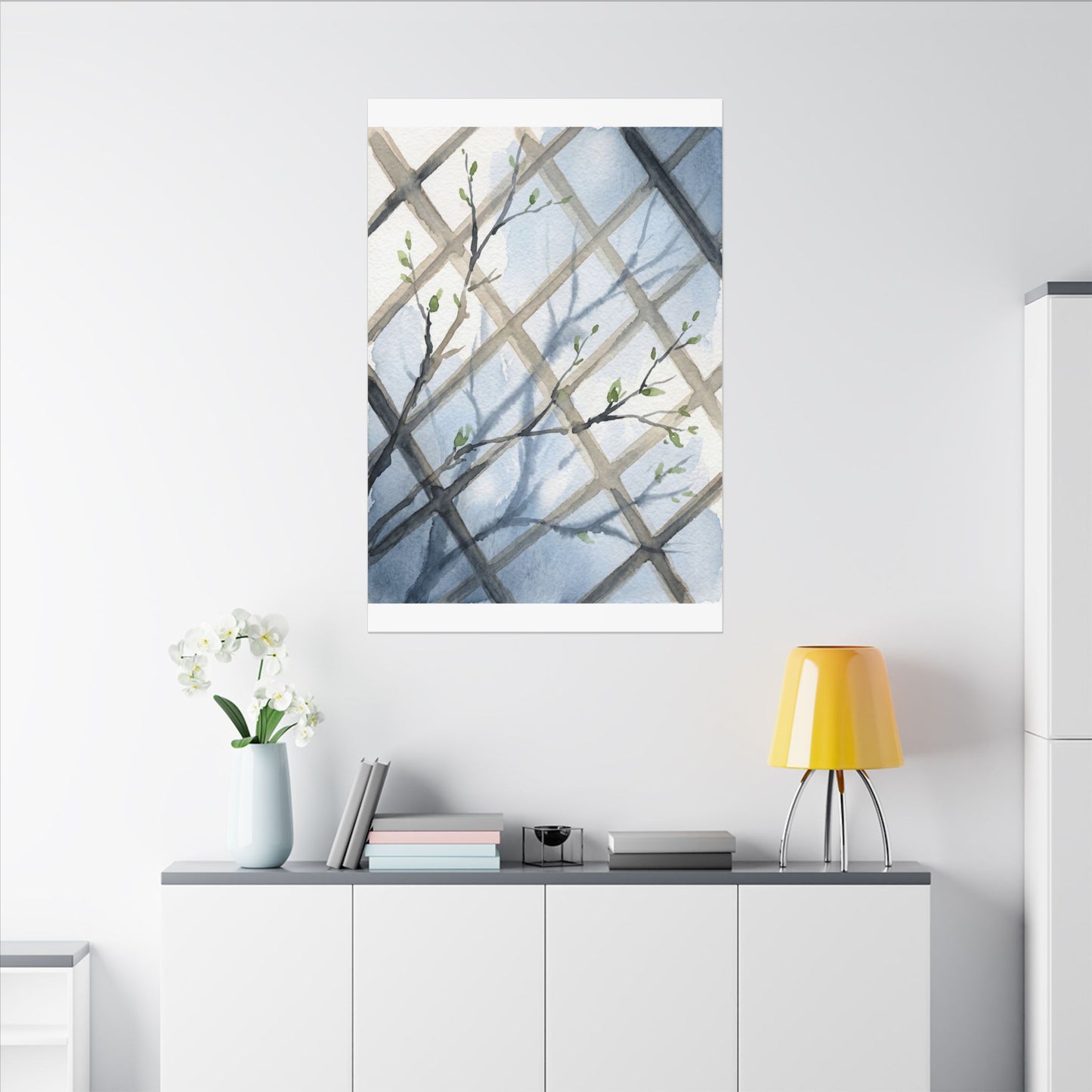 Shoji Screen Canvas Art | Spring Japandi Watercolor Art